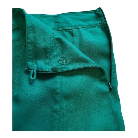 Olsen Green Linen Panelled A-Line Scalloped Hem Maxi Skirt - Size 14 - Picture 3 of 10